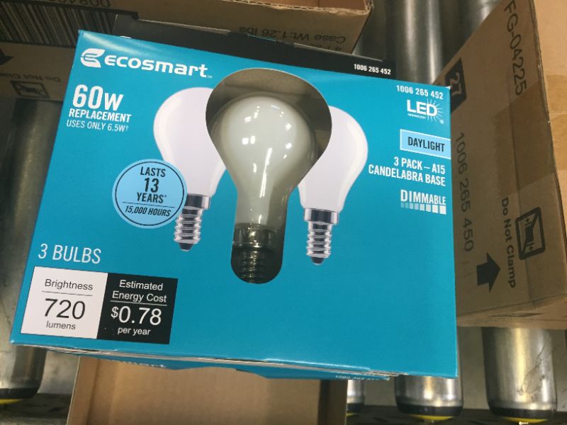 Photo 3 of 60-Watt Equivalent A15 Dimmable Appliance Fan Frosted Glass Filament LED Vintage Edison Light Bulb Daylight (3-Pack)