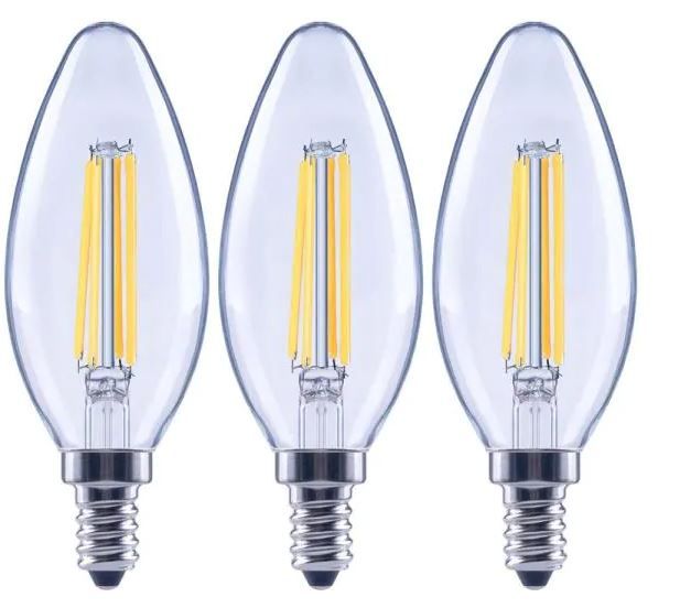 Photo 1 of 100-Watt Equivalent B13 Dimmable Blunt Tip Candle Clear Glass Filament LED Vintage Edison Light Bulb Daylight (3-Pack) 4 Boxes