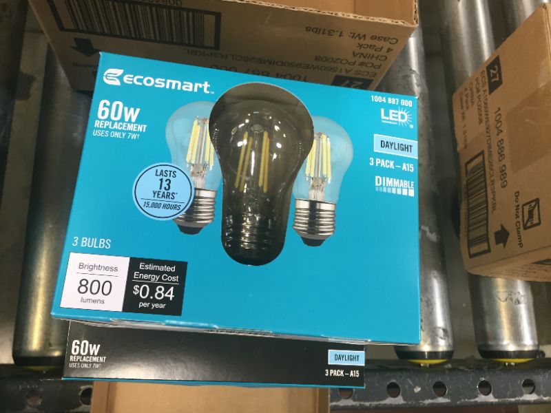 Photo 3 of 60-Watt Equivalent A15 Dimmable Clear Glass Decorative Filament LED Vintage Edison Light Bulb Daylight (3-Pack) 4 Boxes