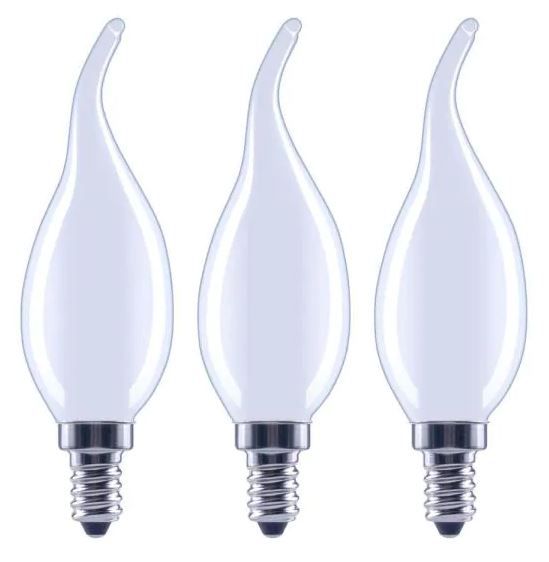 Photo 1 of 60-Watt Equivalent B11 Dimmable Flame Bent Tip Frosted Glass Filament LED Vintage Edison Light Bulb Bright White(3-Pack) 4 Boxes