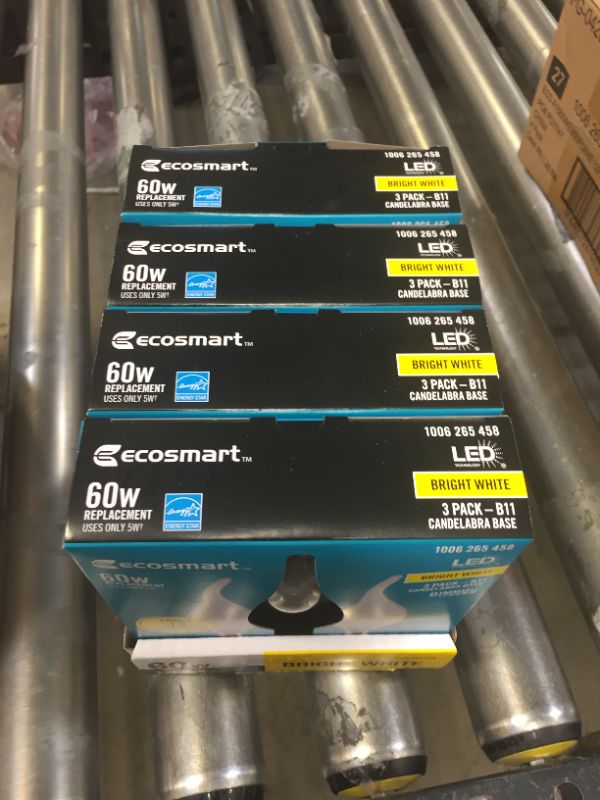 Photo 3 of 60-Watt Equivalent B11 Dimmable Flame Bent Tip Frosted Glass Filament LED Vintage Edison Light Bulb Bright White(3-Pack) 4 Boxes