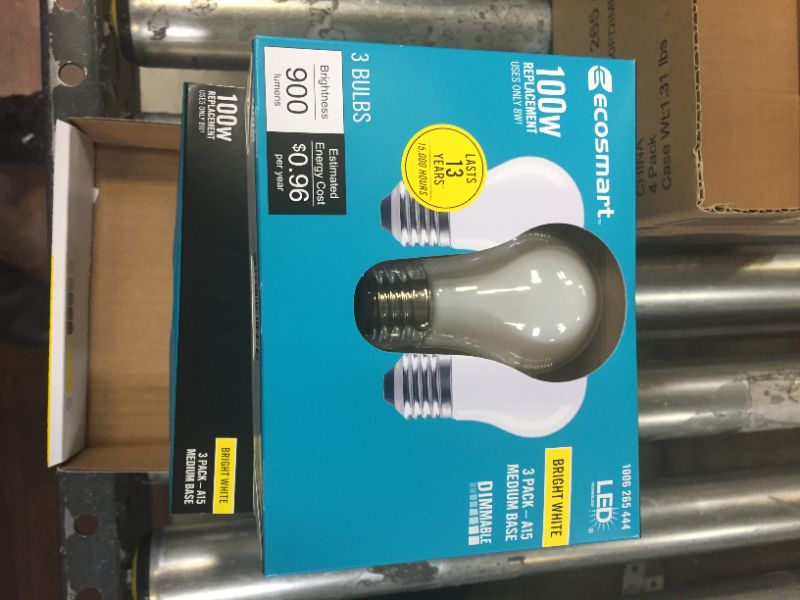 Photo 3 of 100-Watt Equivalent A15 Dimmable Appliance Fan Frosted Glass Filament LED Vintage Edison Light Bulb Bright White(3-Pack) 4 Boxes