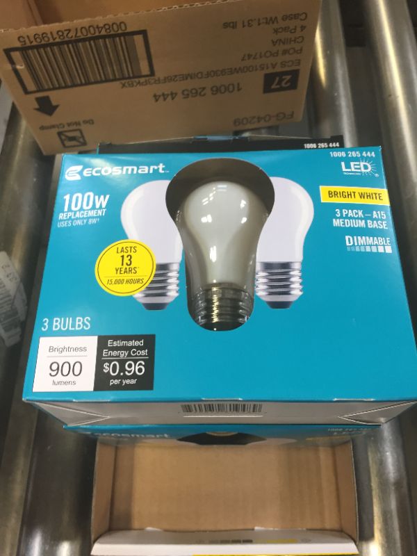 Photo 3 of 100-Watt Equivalent A15 Dimmable Appliance Fan Frosted Glass Filament LED Vintage Edison Light Bulb Bright White(3-Pack) 4 Boxes