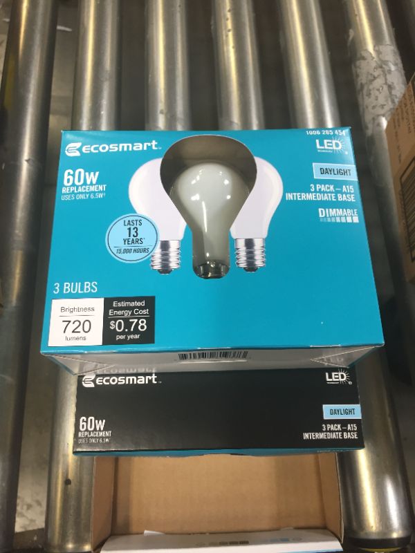 Photo 3 of 60-Watt Equivalent A15 Dimmable Appliance Fan Frosted Glass Filament LED Vintage Edison Light Bulb Daylight (3-Pack) 4 Boxes
