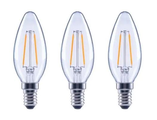 Photo 1 of 25-Watt Equivalent B11 Candle Dimmable ENERGY STAR Clear Glass Filament Vintage LED Light Bulb Soft White (3-Pack) 4 Boxes