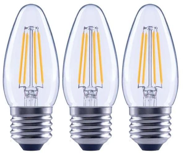 Photo 1 of 60-Watt Equivalent B11 Dimmable Blunt Tip Candle Clear Glass Filament LED Vintage Edison Light Bulb Daylight (3-Pack) 4 Boxes
