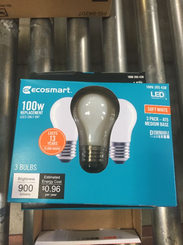 Photo 4 of 100-Watt Equivalent A15 Dimmable Appliance Fan Frosted Glass Filament LED Vintage Edison Light Bulb Soft White (3-Pack) 4 Boxes