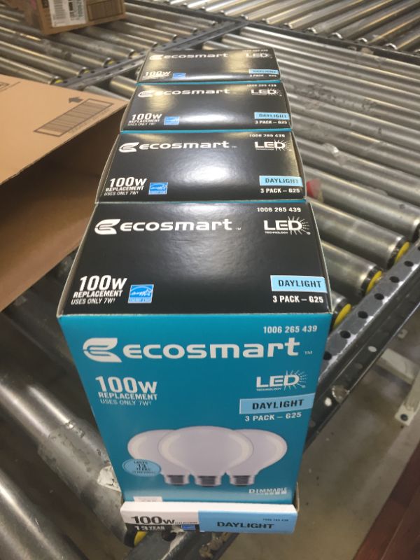 Photo 4 of 100-Watt Equivalent G25 Dimmable Globe Frosted Glass Filament LED Vintage Edison Light Bulb Daylight (3-Pack) 4 Boxes 12 Bulbs