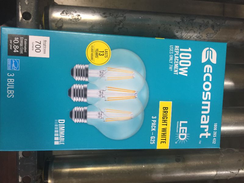 Photo 3 of 100-Watt Equivalent G25 Dimmable Globe Clear Glass Filament LED Vintage Edison Light Bulb Bright White (3-Pack) 4 Boxes 12 Bulbs