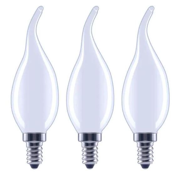 Photo 1 of 60-Watt Equivalent B11 Dimmable Flame Bent Tip Frosted Glass Filament LED Vintage Edison Light Bulb Daylight (3-Pack) 4 Boxes 12 Bulbs