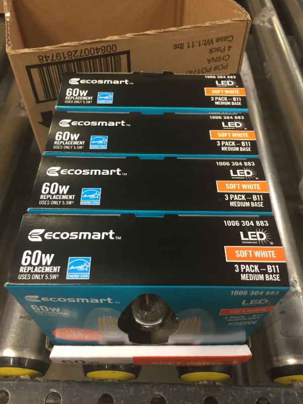 Photo 4 of 60-Watt Equivalent B11 Dimmable Blunt Tip Candle Clear Glass Filament LED Vintage Edison Light Bulb Soft White (3-Pack) 4 Boxes 12 Bulbs