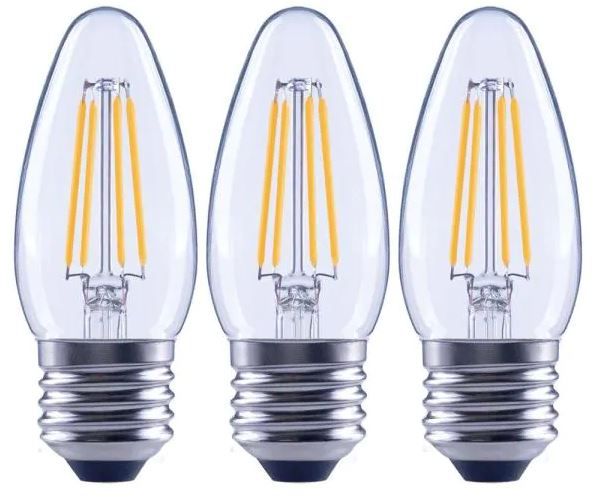 Photo 1 of 60-Watt Equivalent B11 Dimmable Blunt Tip Candle Clear Glass Filament LED Vintage Edison Light Bulb Soft White (3-Pack) 4 Boxes 12 Bulbs