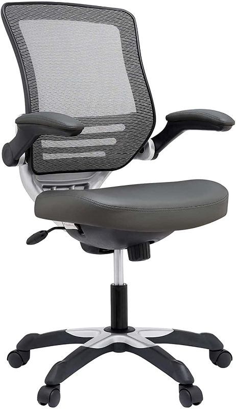 Photo 1 of Modway Edge Mesh Back and White Vinyl Seat Office Chair With Flip-Up Arms