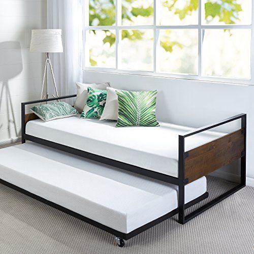 Photo 1 of Zinus Suzanne Twin Daybed and Trundle Frame Set / Premium Steel Slat Support / Daybed and Roll Out Trundle Accommodate Twin Size Mattresses Sold Separately