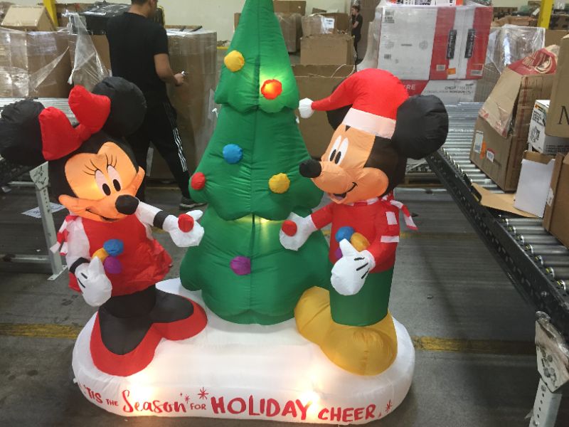Photo 3 of 6 ft Pre-Lit LED Disney Airblown Mickey and Minnie Scene Christmas Inflatable