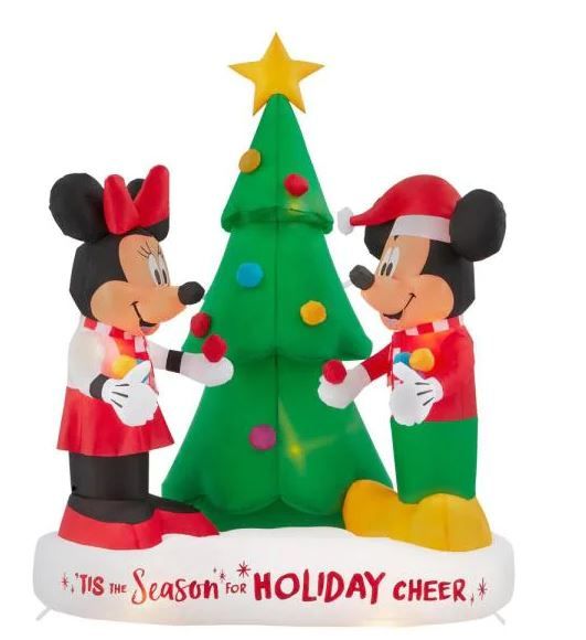 Photo 1 of 6 ft Pre-Lit LED Disney Airblown Mickey and Minnie Scene Christmas Inflatable
