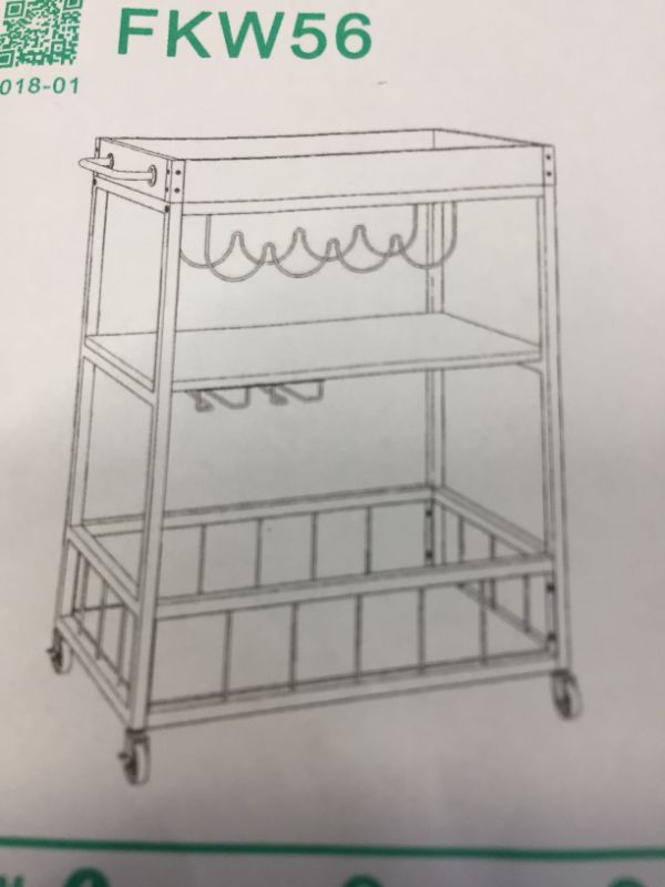 Photo 2 of Haotian FKW56-HG Modern Design 3 Tiers Kitchen Trolley Serving Trolley with Wine Rack Metal & MDF (Grey)
