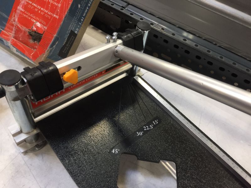 Photo 1 of used---KORR KMAP001 9 inch Laminate Flooring and Siding Cutter with Heavy Duty Fixed Aluminum Fence and Built-in Precision Angled Miter Settings with BONUS Honing Stone