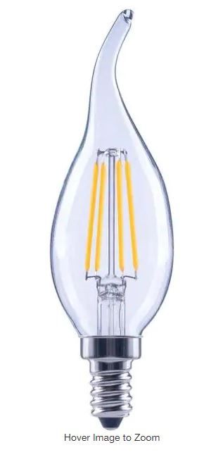 Photo 1 of 4 pack 0f 60-Watt Equivalent B11 Dimmable Flame Bent Tip Clear Glass Filament LED Vintage Edison Light Bulb Bright White (3-Pack)
