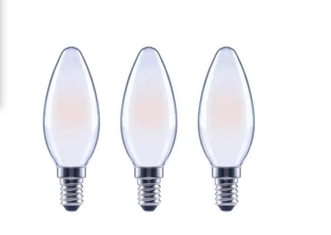 Photo 1 of 4 pack of 60-Watt Equivalent B11 Dimmable ENERGY STAR Frosted Glass Filament Vintage Edison LED Light Bulb Soft White (3-Pack)
