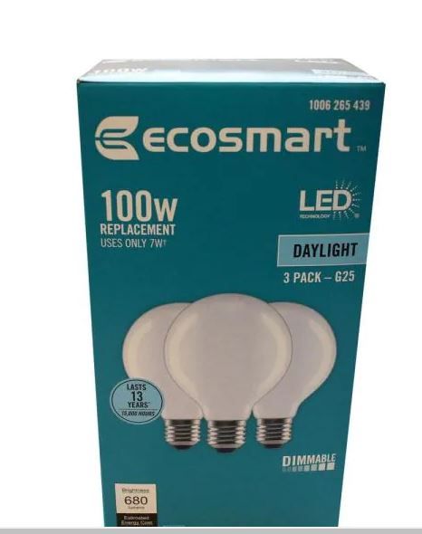 Photo 1 of 4 pack of 100-Watt Equivalent G25 Dimmable Globe Frosted Glass Filament LED Vintage Edison Light Bulb Daylight (3-Pack)
