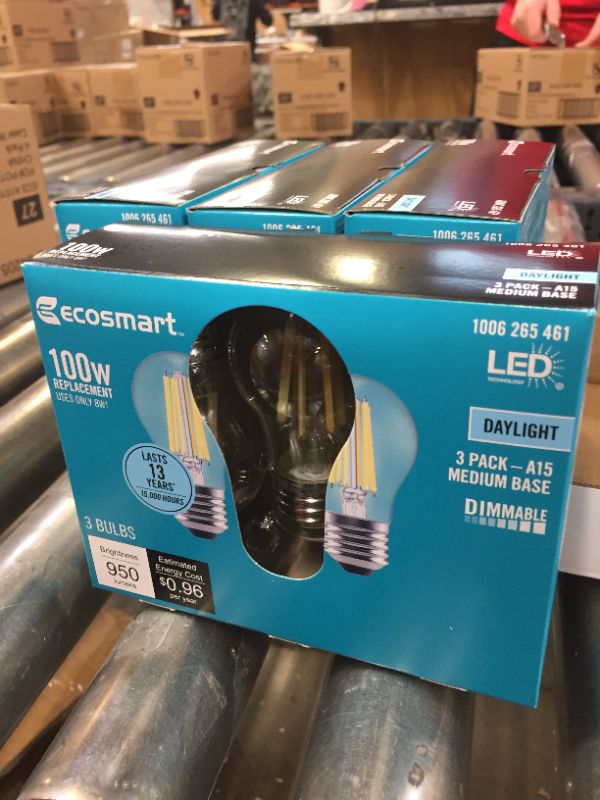 Photo 1 of 100-Watt Equivalent A15 Dimmable Appliance Fan Clear Glass Filament LED Vintage Edison Light Bulb Daylight (3-Pack)
