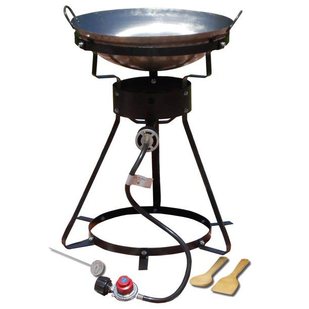 Photo 1 of King Kooker #24wc 24 inch Portable Propane Outdoor Cooker with 18 inch Steel Wok, Size: Black