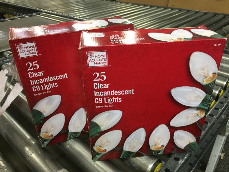 Photo 1 of 2 pack of 25 c9 Lights 24 Ft Lighted Length clear
