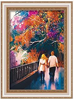 Photo 1 of 5D Diamond Painting Kits for Adults, Full Round Drill by Number Kits, DIY Paintings Cross Stitch Canvas Wall Decor, Romance Walk Couple 15.6x11.7inch