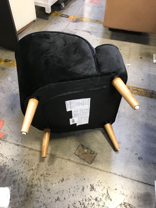 Photo 3 of BLACK VELVET CHAIR WITH WOODEN LEGS . SIZE 28 INCHES TALL