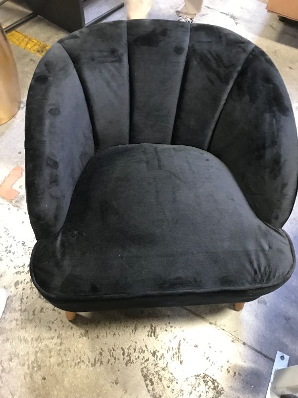 Photo 1 of BLACK VELVET CHAIR WITH WOODEN LEGS . SIZE 28 INCHES TALL