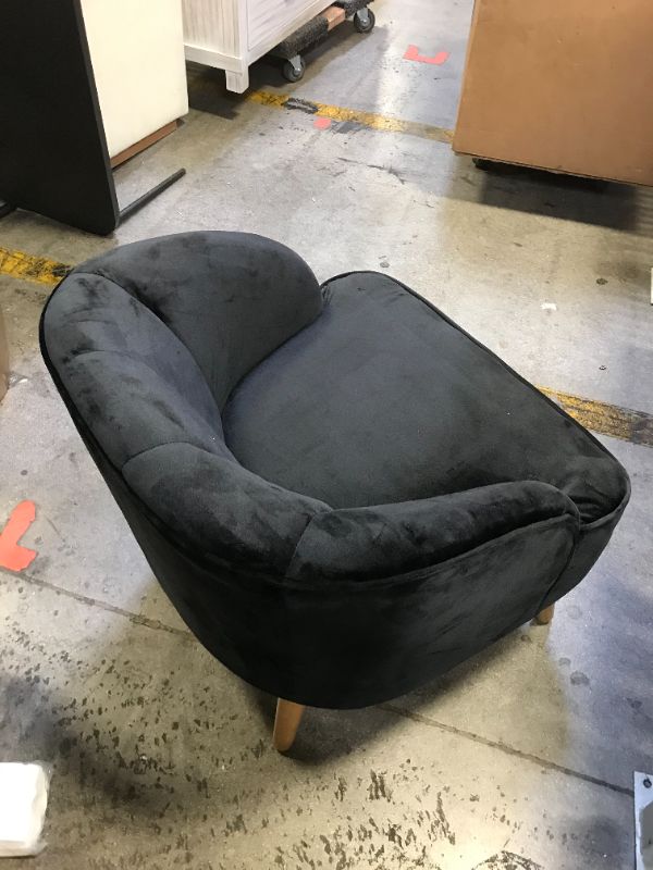 Photo 2 of BLACK VELVET CHAIR WITH WOODEN LEGS . SIZE 28 INCHES TALL