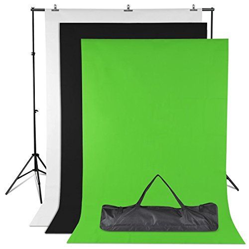 Photo 1 of Amzdeal Photography Backdrop Stand Kit Adjustable Photo Studio Background for Video Photoshoot Portrait Non Woven White Black Green Backdrops with Carry Bag

