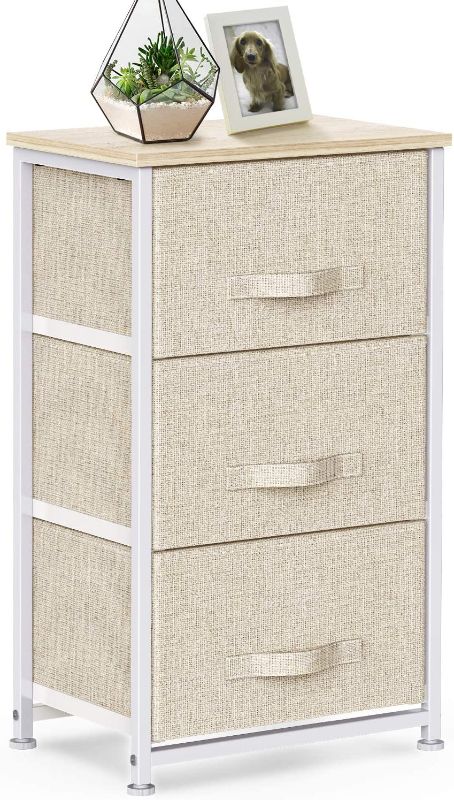 Photo 1 of 3 Drawer Fabric Dresser Storage Tower, Dresser Chest with Wood Top, Organizer Unit for Closets Bedroom Nursery Room Hallway by Pipishell
