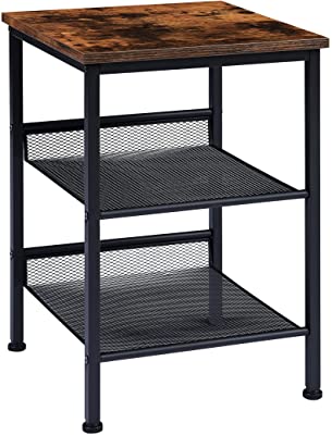 Photo 1 of EKNITEY End Table Industrial Nightstand - 3 Tier Side Table with 2 Adjustable Mesh Shelves Metal Frame Printer Table for Living Room, Bedroom, Bathroom, Kitchen, Easy to Assemble
