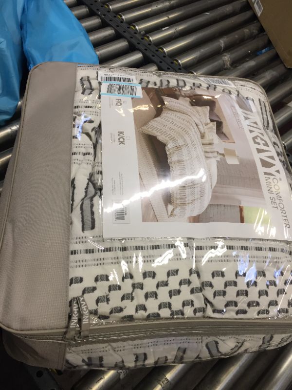 Photo 2 of 3pc Full/Queen Rhea Cotton Comforter Mini Set Ivory/Charcoal