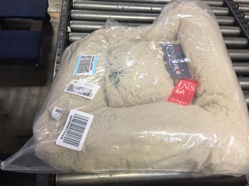 Photo 1 of Best Friends by Sheri The Original Calming Shag Fur Donut Cuddler Cat & Dog Bed, Frost, Small