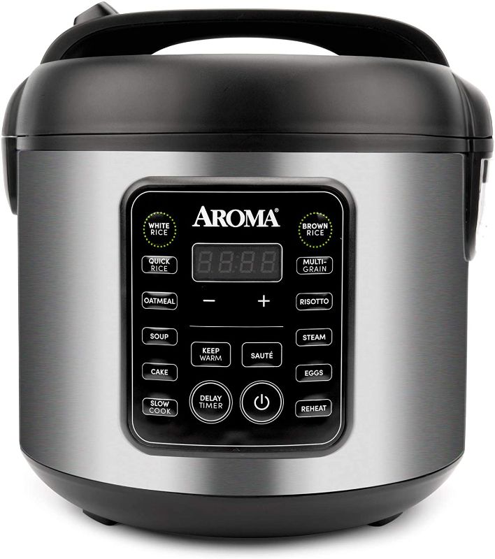 Photo 1 of Aroma Housewares ARC-5200SB 2O2O Model Rice & Grain Cooker, Sauté, Slow Cook, Steam, Stew, Oatmeal, Risotto, Soup, 20 Cup 10 Cup uncooked, Stainless Steel
