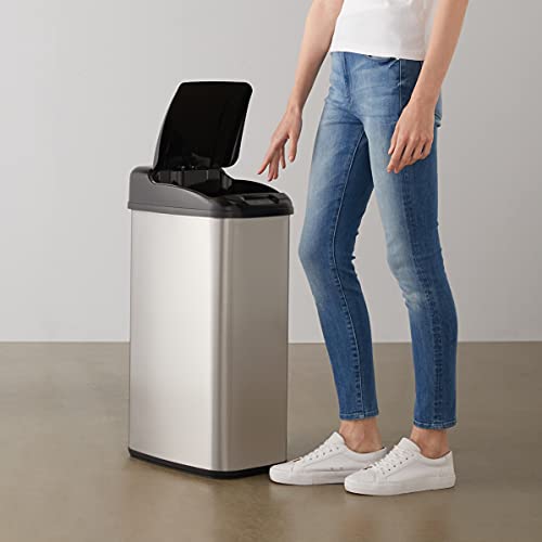 Photo 1 of Amazon Basics 50 Liter / 13.2 Gallon Motion Sensor Hands-Free Trash Can for Narrow