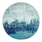 Photo 1 of Alayna Blue 5 ft. x 5 ft. Round Abstract Area Rug
