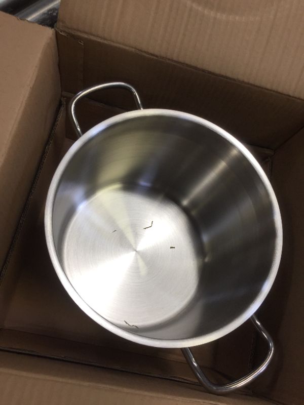 Photo 2 of AmazonCommercial 12 Qt. Stainless Steel Aluminum-Clad Stock Pot with Cover