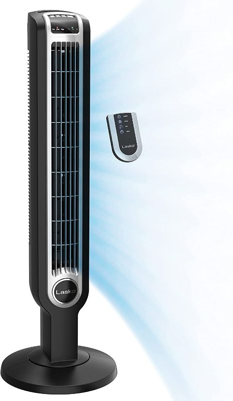 Photo 1 of Lasko 2511 36” Oscillating 3-Speed Tower Remote Control Household Fans, 36 Inch, Black
