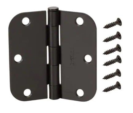 Photo 1 of 3-1/2 in. x 5/8 in. Radius Oil-Rubbed Bronze Door Hinge Value Pack (24 per Pack)
