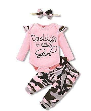 Photo 1 of nilikastta 3PCS Newborn Baby Girls Clothes Infant Fall Outfit,Romper Bodysuit Long Sleeve Tops Jumpsuit
