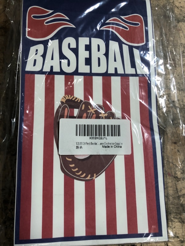 Photo 1 of 24 Pack Baseball Party Goodie Candy Favor Bags with Stickers Baseball Goodie Gift Treat Bags Baseball Themed Birthday Party MLB Game Celebration Supplies
