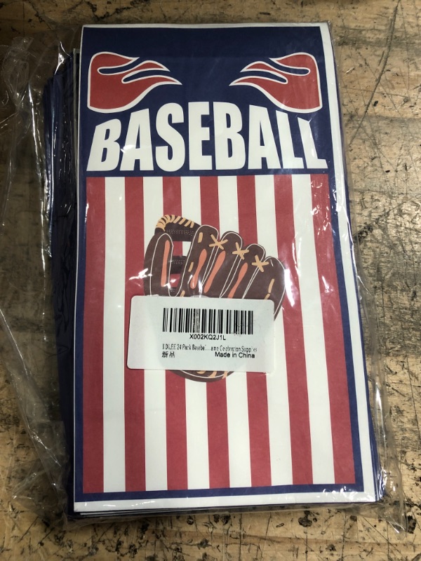 Photo 1 of 24 Pack Baseball Party Goodie Candy Favor Bags with Stickers Baseball Goodie Gift Treat Bags Baseball Themed Birthday Party MLB Game Celebration Supplies
