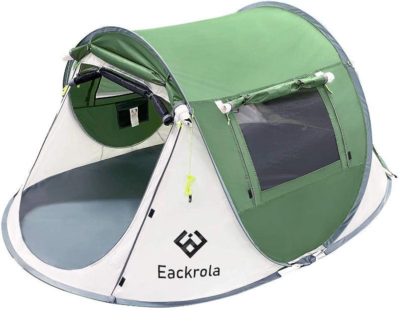 Photo 1 of **DIFFERENT FROM STOCK PHOTO**
Eackrola 2/4-Person-Tent, Instant Pop up Tent for Camping, Easy Setup Beach Tent Sun Shelter - Ventilated Mesh Windows, Water Resistant, Carry Bag Included
