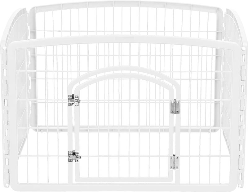 Photo 1 of **INCOMPLETE**
IRIS USA 4-Panel Pet Playpen with Door, Size 35.25"L x 35.25"W x 24"H CI-604, White
