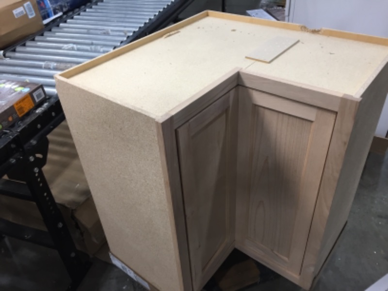 Photo 3 of **DAMAGED**
Hampton Unfinished Beech Recessed Panel Assembled Lazy Susan Corner Base Kitchen Cabinet (28.5 in x 34.5 in x 16.5 in)
