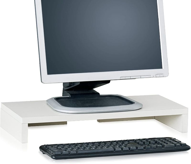 Photo 2 of Way Basics Computer Monitor Stand, TV PC Laptop Computer Screen Stand Riser, Desktop Stand Storage Organizer 9.8 L x 19.7 W x 3.